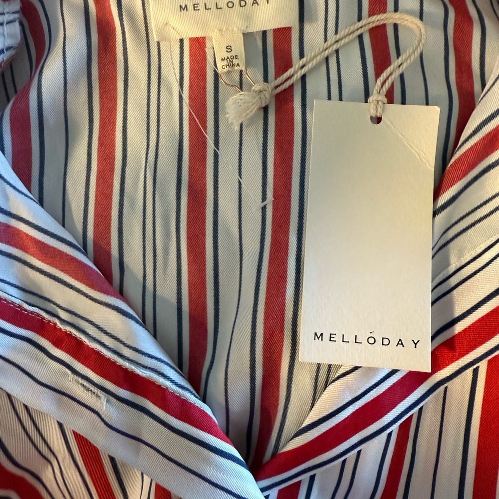 MELLODAY Red and White Striped Long Sleeve Dress - Picture 2 of 2